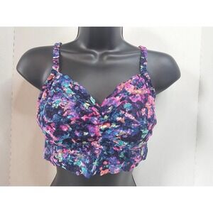 PINK Victoria's Secret Lace Bralette BLK/NEON Multi Color Abstract Print SZ LG